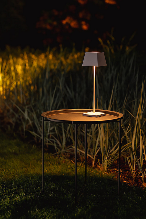 MAHE LED przenośna lampka do domu i ogrodu w wyjątkowym minimalistycznym i nowoczesnym designie.