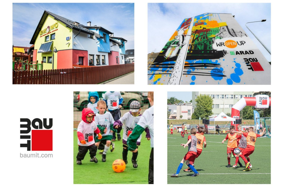 ColorLove Przedszkole we Wrząsowicach, mural namalowany farbami Baumit we Wrocławiu, Mini Mistrzostwa Przedszkolaków 2018, Baumit Parasol Cup 2023 Fot. Baumit