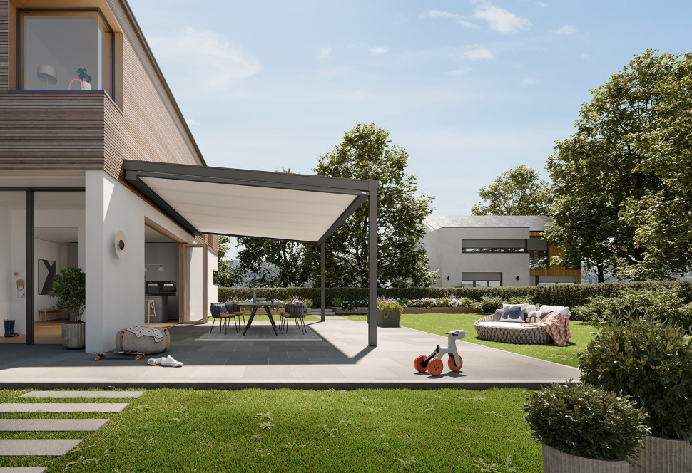 Nowa markiza pod szkłem markilux 679 oferuje dużo cienia i wspaniałe efekty świetlne