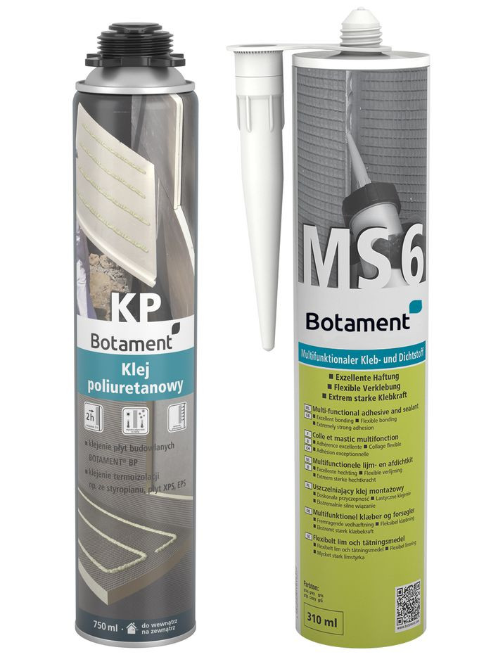 BOTAMENT KP - klej poliuretanowy i BOTAMENT MS 6 - uszczelniający klej montażowy