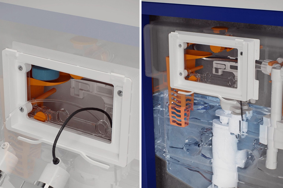 Łatwo dostępny koszyczek FRESH SYSTEM na tabletki do WC gwarantuje kompleksową higieną w toalecie.