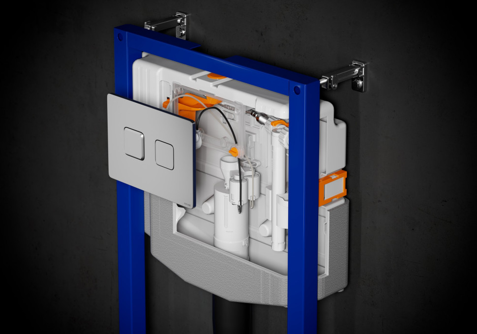 Odpowiednia regulacja zakresów spłukiwania i siły wyrzutu wody w stelażach AQUA umożliwi zmniejszenie ilości zużywanej wody.