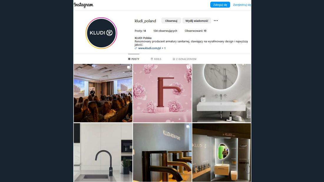 Renomowany producent armatury sanitarnej KLUDI POLSKA ma swoje konto na Instagramie