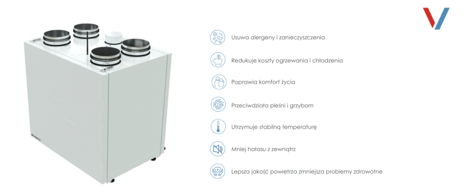 Centrala: VUTR VE EC A21 (do 670 m3/h)