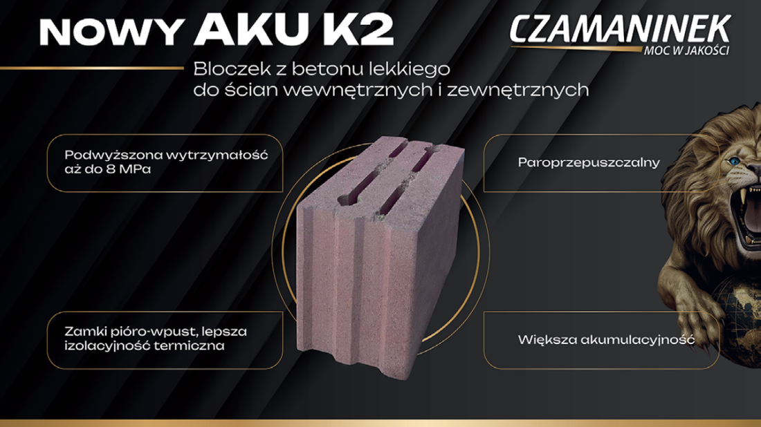 Bloczek AKU K2 - świetna izolacyjność akustyczna już przy 18 cm grubości