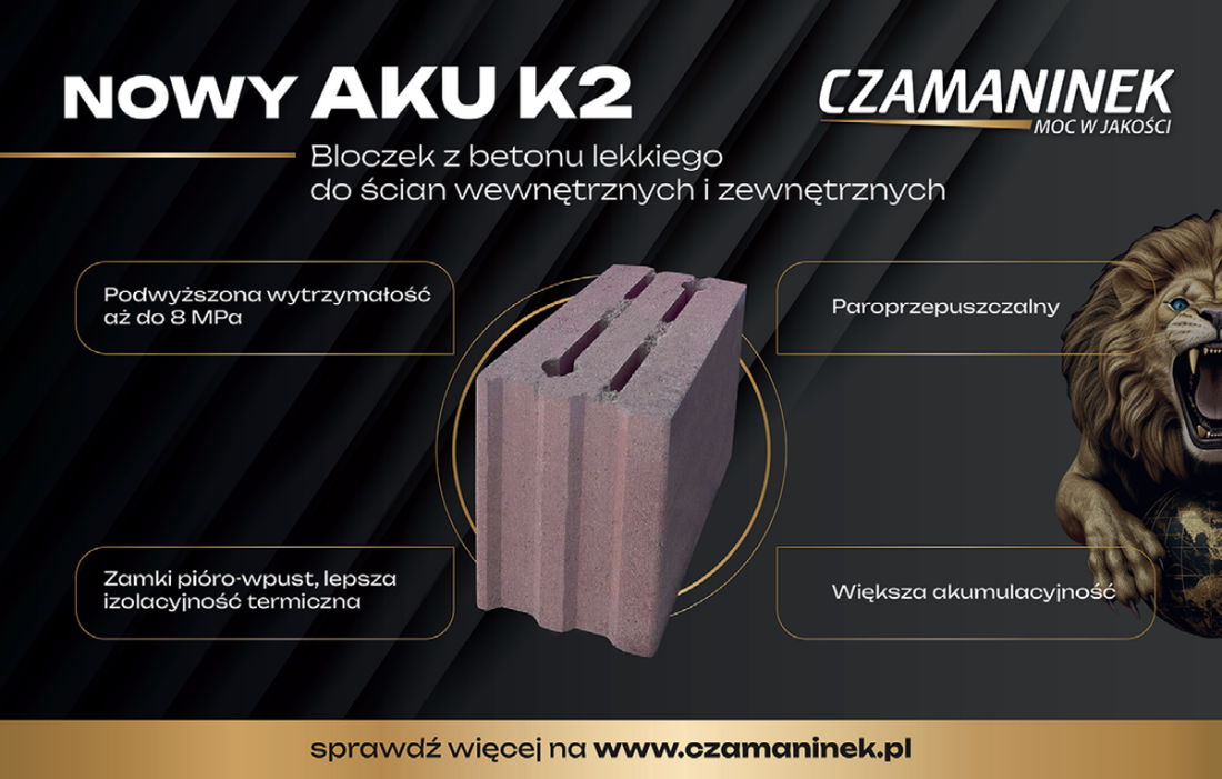 Bloczek AKU K2 - świetna izolacyjność akustyczna już przy 18 cm grubości