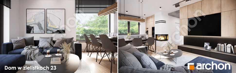 Dom w zielistkach 23 - wizualizacja wnętrz