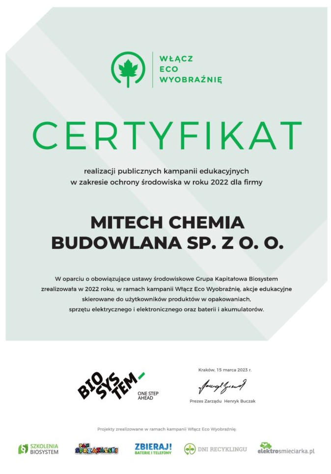 Certyfikat dla Mitech