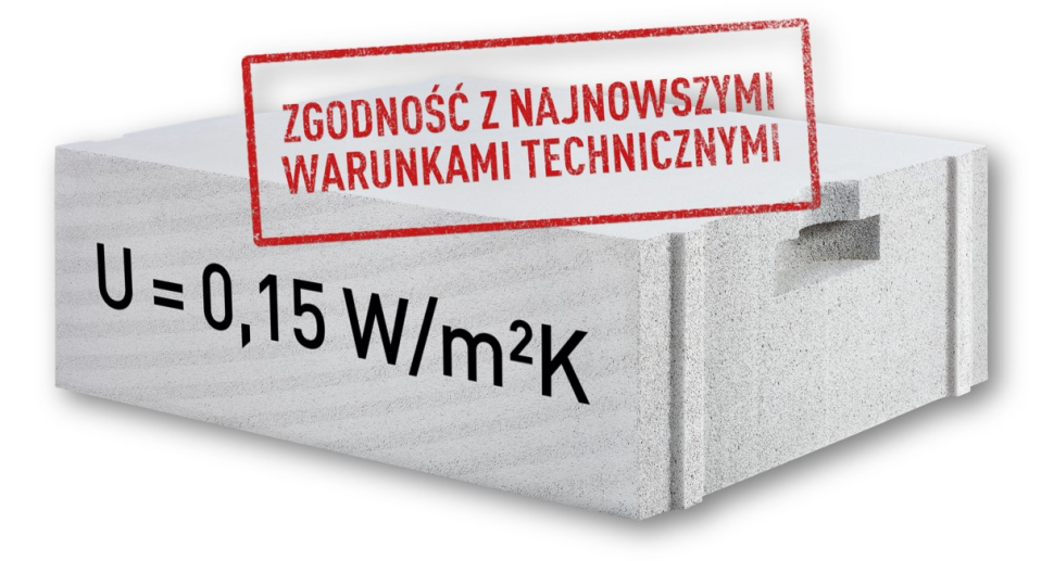 Bloczek Ytong EnergoUltra+ o grubości 48 cm buduje ścianę o rewelacyjnym współczynniku U = 0,15 W/(m²K)