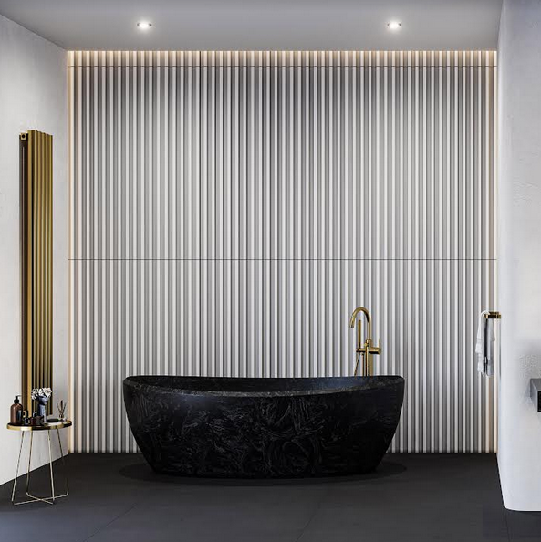 Luxum, umywalka, blat i wanna na wymiar - Cori, płytki podłogowe z betonu Premium.