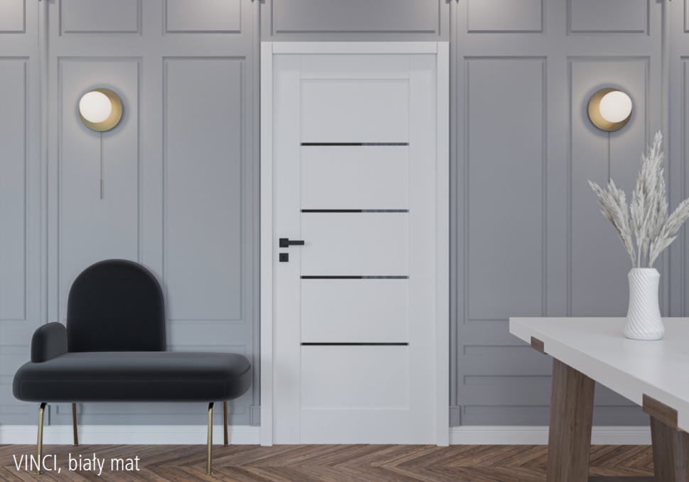 Drzwi wewnętrzne VINCI, biały mat
