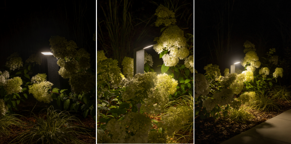 Światło skierowane w dół delikatnie oświetla przestrzeń, tworząc ciepły i intymny klimat.