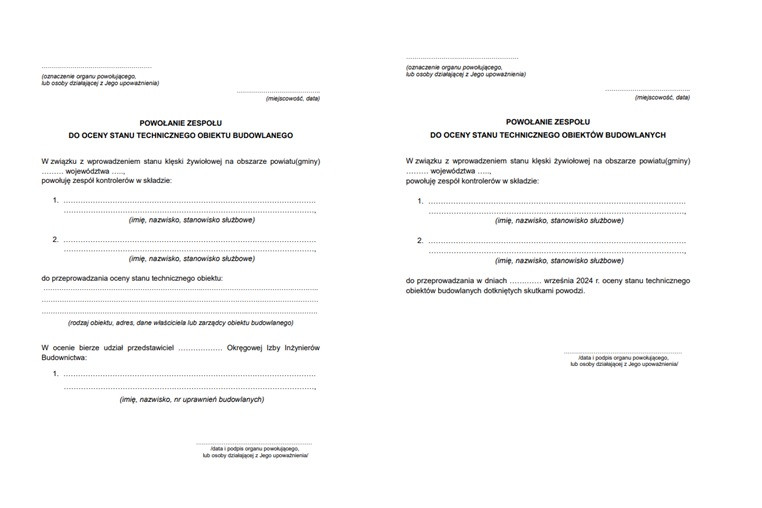 GUNB wzór inspektorzy nadzoru budowlanego na terenach popowodziowych