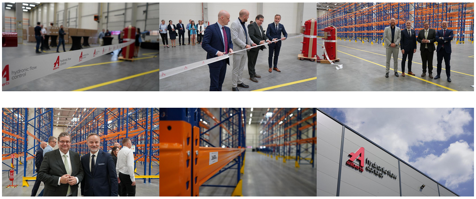 W otwarciu nowego Centrum Logistycznego w Lesznie uczestniczyli członkowie zarządu Aalberts hydronic flow control: Maarten van de Veen, Przemysław Klabiński, Koert Munnik oraz dyrektor operacyjny Rogier van de Bunte.