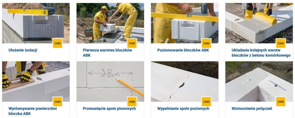 Etapy wznoszenia ścian zewnętrznych z bloczków z betonu komórkowego Ytong