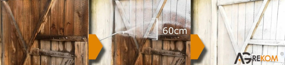 Odległość dyszy od powierzchni bielonej mlekiem wapiennym to 60 cm