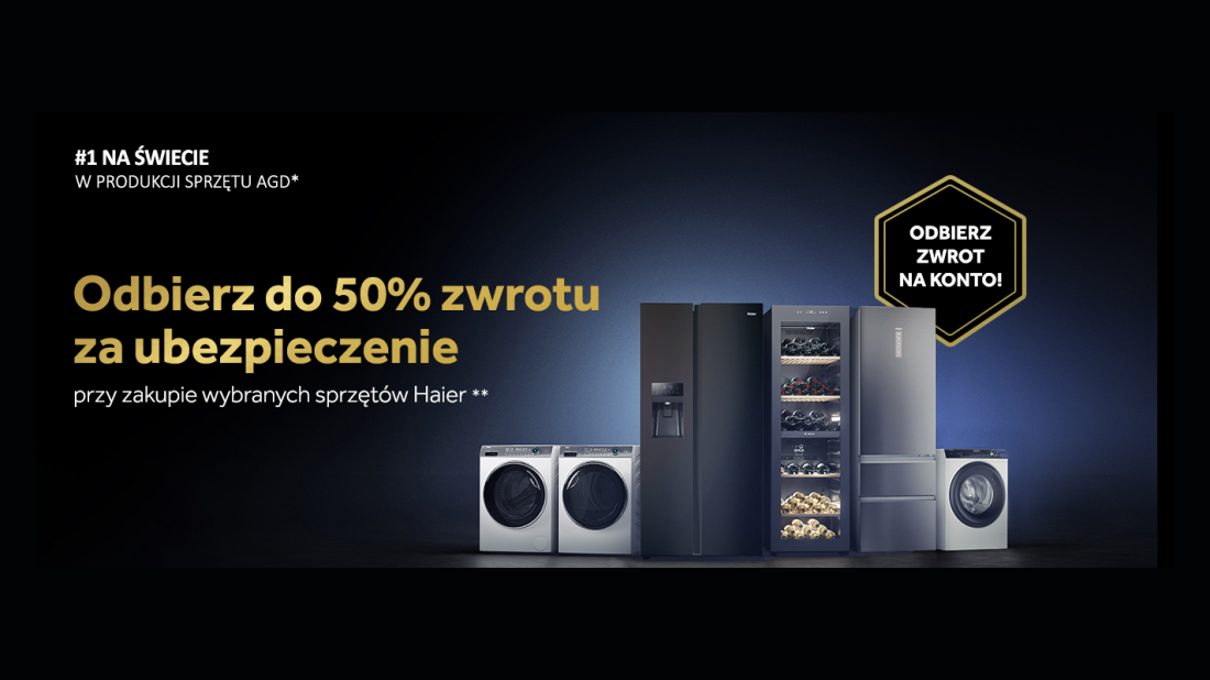 Odbierz nawet 50% zwrotu za ubezpieczenie przy zakupie sprzętów Haier!