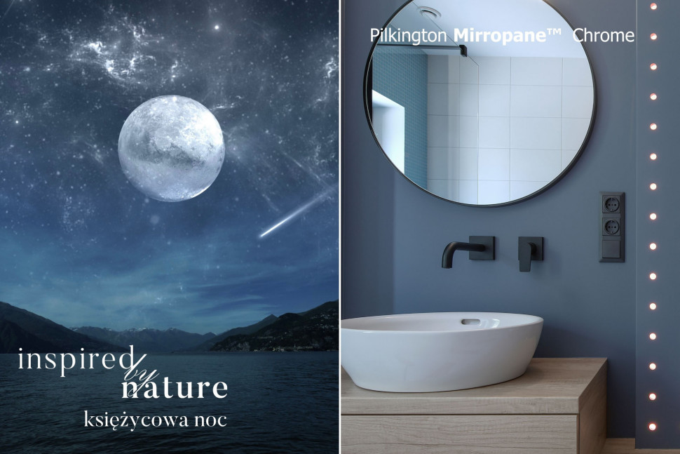 Odcień Księżycowa Noc dostępny jest na szkle Pilkington Mirropane™ Chrome