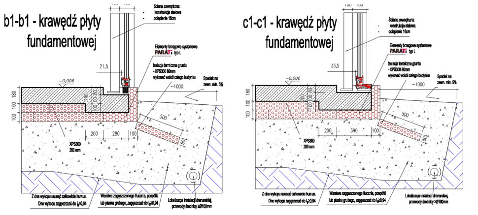 Szczegóły konstrukcyjne płyty fundamentowei PARATi