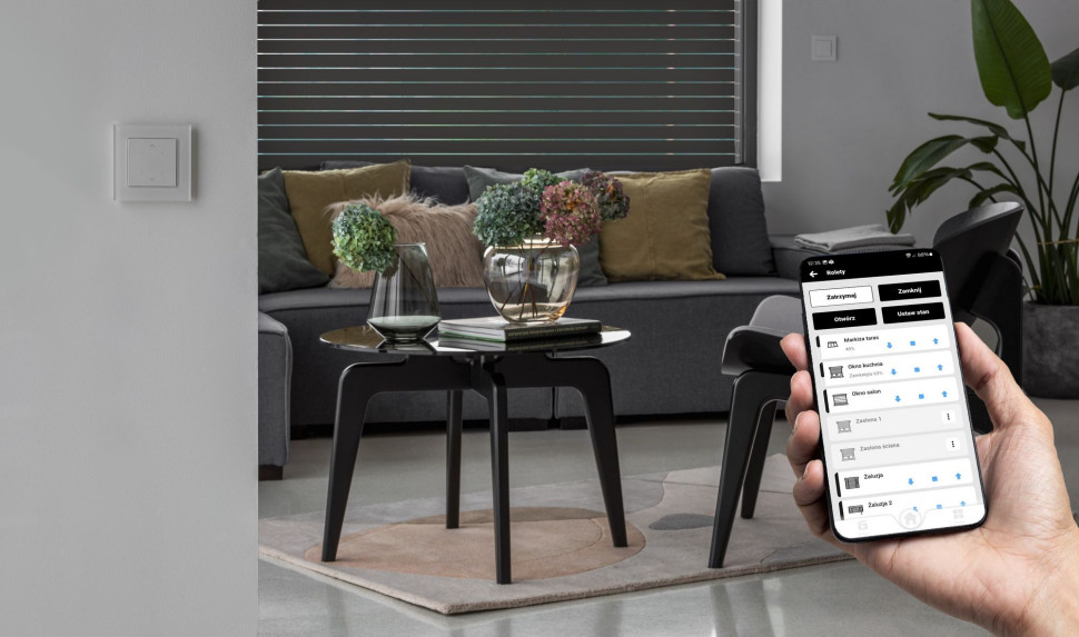 Sterowanie żaluzjami za pomocą aplikacji Simon GO
