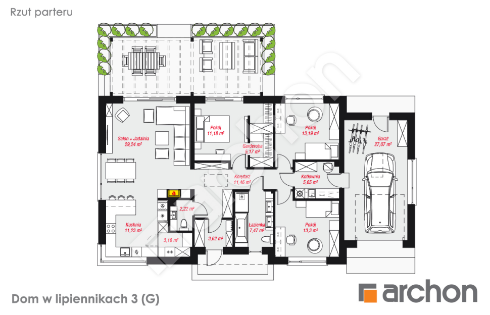 Dom w lipiennikach 3 (G) - rzut parteru