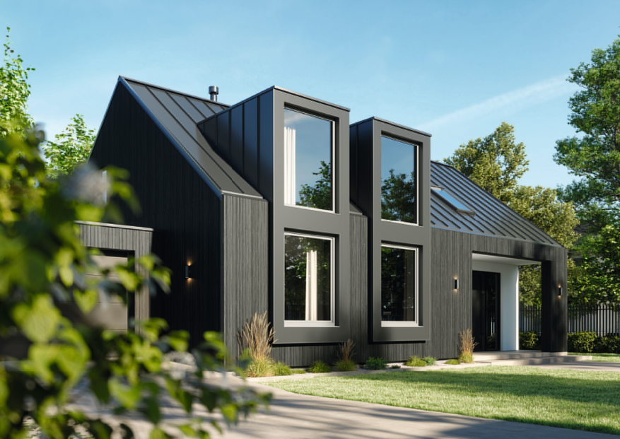 Dom jednorodzinny z dużymi oknami w systemie Schüco FocusIng. Fot. Schüco