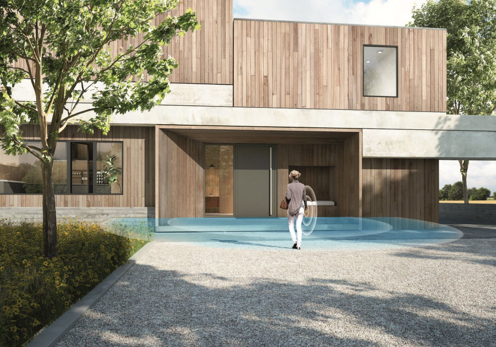 Drzwi z PVC-U z modułem Bluetooth umożliwiającym otwieranie drzwi za pomocą smartfona