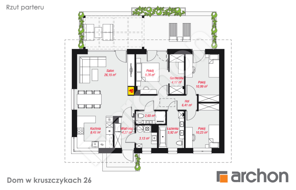 Dom w kruszczykach 26 - rzut parteru