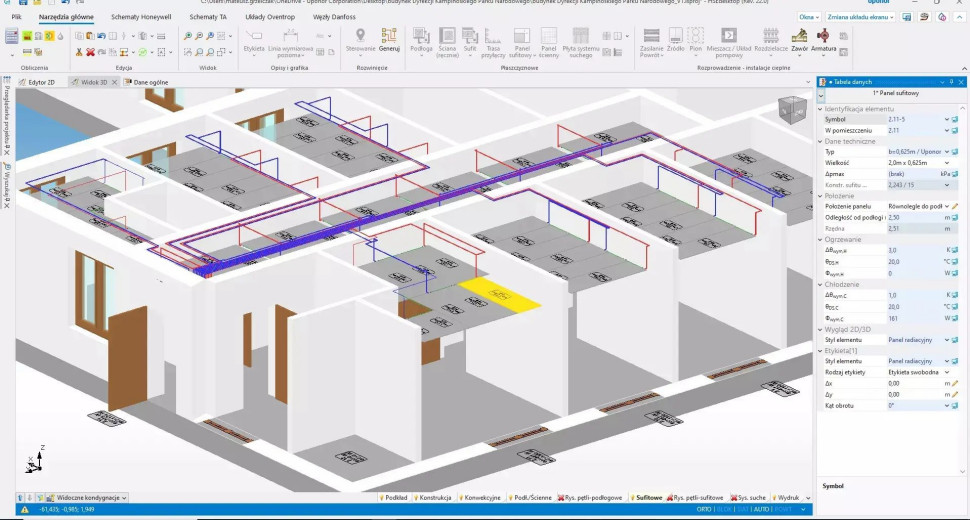 Zrzut ekranu z programu Uponor HSE5 desktop