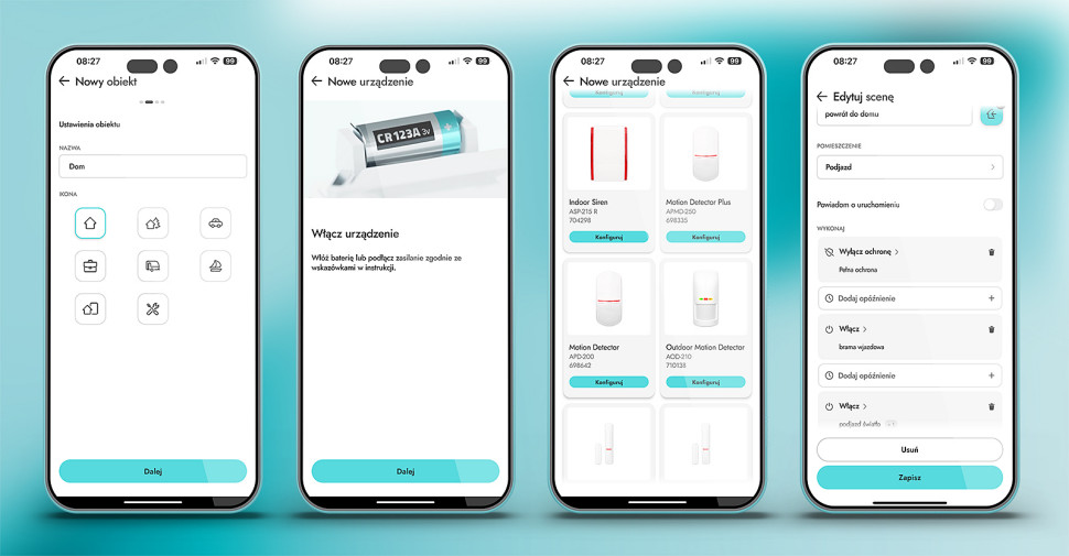 Proces uruchamiania i dodawania urządzeń jest bardzo intuicyjny. Aplikacja prowadzi krok po kroku.