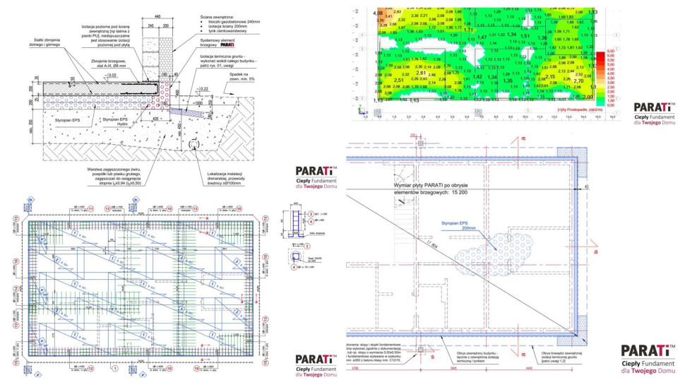 Zrzuty ekranu z projektu fundamentu płytowego PARATi