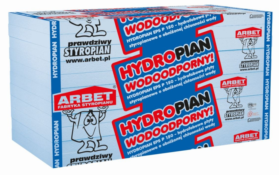Hydrofobowe płyty styropianowe o obniżonej chłonności wody HYDROPIAN EPS P150