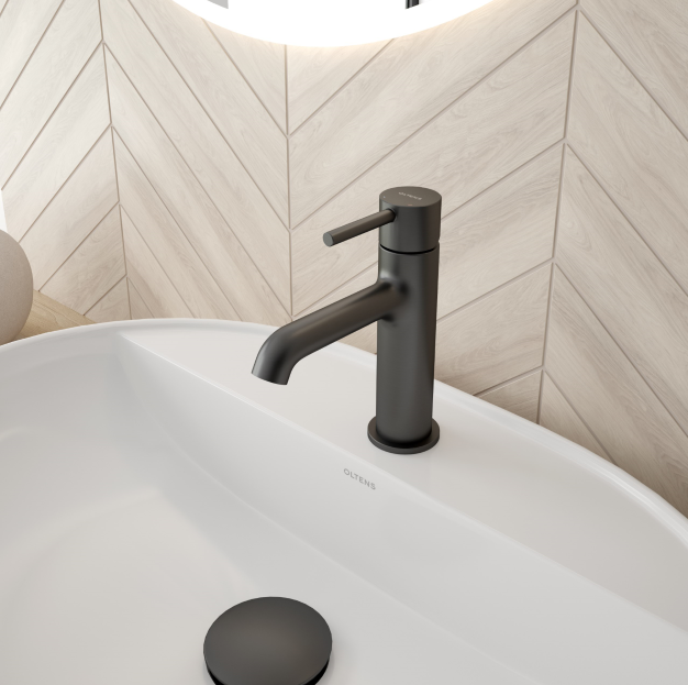 Oltens Molle Slim bateria umywalkowa stojąca grafit