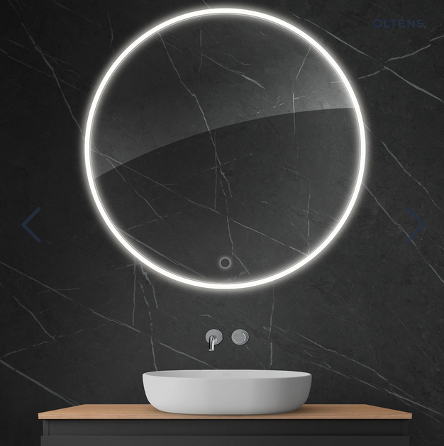 Oltens Nordlis lustro 100 cm okrągłe z oświetleniem LED i systemem Klarglas