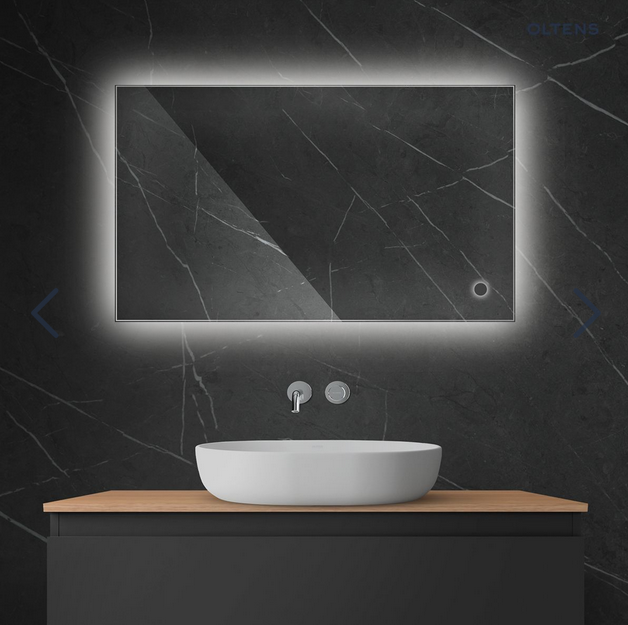 Oltens Nordlis lustro 60x100 cm prostokątne z oświetleniem LED i systemem Klarglas