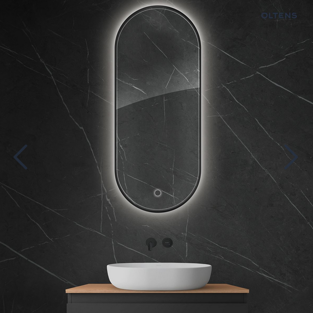 Oltens Nordlis lustro 50x120 cm owalne z oświetleniem LED i systemem Klarglas