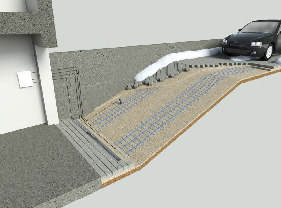 elektryczne podgrzewany zjazd do garażu pochyły