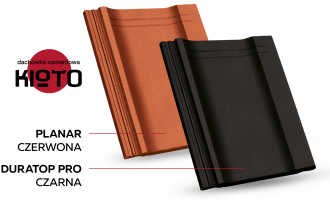Dachówka cementowa KIOTO w nowych, zachwycających kolorach: czerwonym matowym (PLANAR) i czarnym błyszczącym (DURATOP PRO)