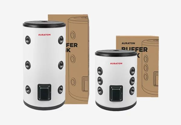 Zbiorniki buforowe Auraton o pojemności 100l i 50l.