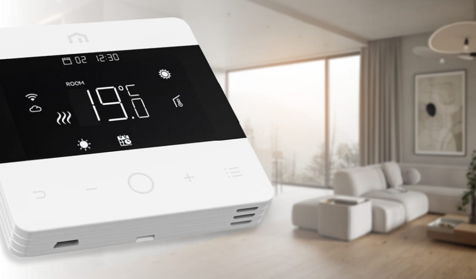 Termostaty pokojowe umożliwiają użytkownikowi regulację temperatury w pomieszczeniu poprzez sterowanie różnymi urządzeniami grzewczymi lub systemem ogrzewania i chłodzenia płaszczyznowego.