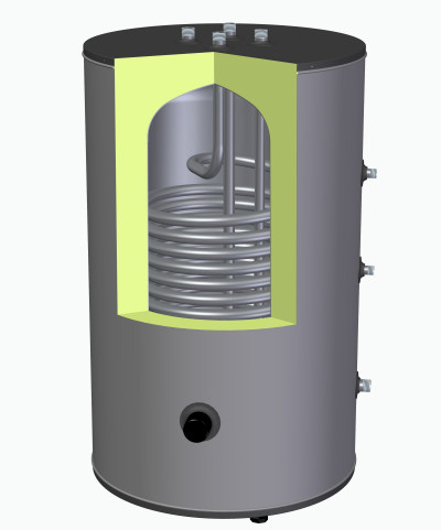 Przekrój zasobnika c.w.u. z wężownicą 