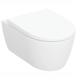 Zestaw wiszącej miski WC Geberit iCon, lejowa, ukryte mocowania, Rimfree, z deską sedesową