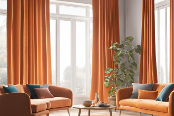 Welwetowe zasłony w intensywnym odcieniu pomarańczu