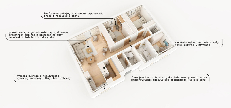 Rzut domu Y-Home o powierzchni 107 m²