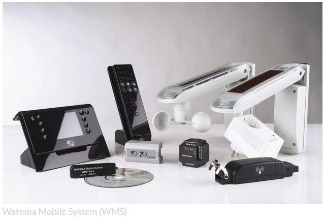 Markizy dachowe Climara i pionowe osłony przeciwsłoneczne mogą być połączone z systemem sterowania radiowego WMS (Warema Mobile System)