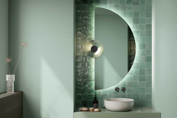 Pico LED - półokrągłe lustro podświetlane z wycięciem na kinkiet