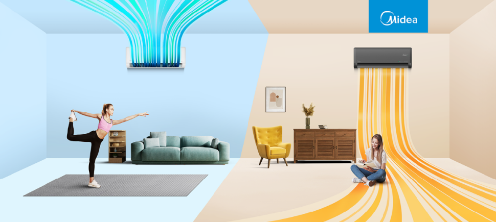 Obrotowy deflektor nawiewu o zakresie 180° zapewnia równomierne rozprowadzanie powietrza