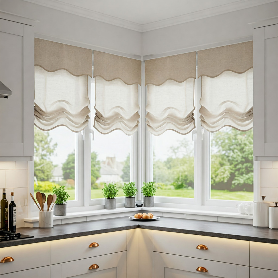 Dekoracyjne lambrekiny u góry okna