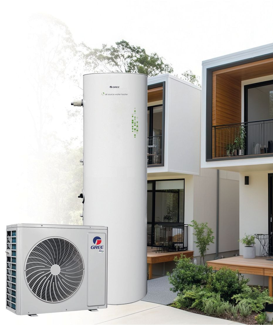 Jednostka zewnętrzna i zbiornik c.w.u. w systemie Gree Water Heater Free Match