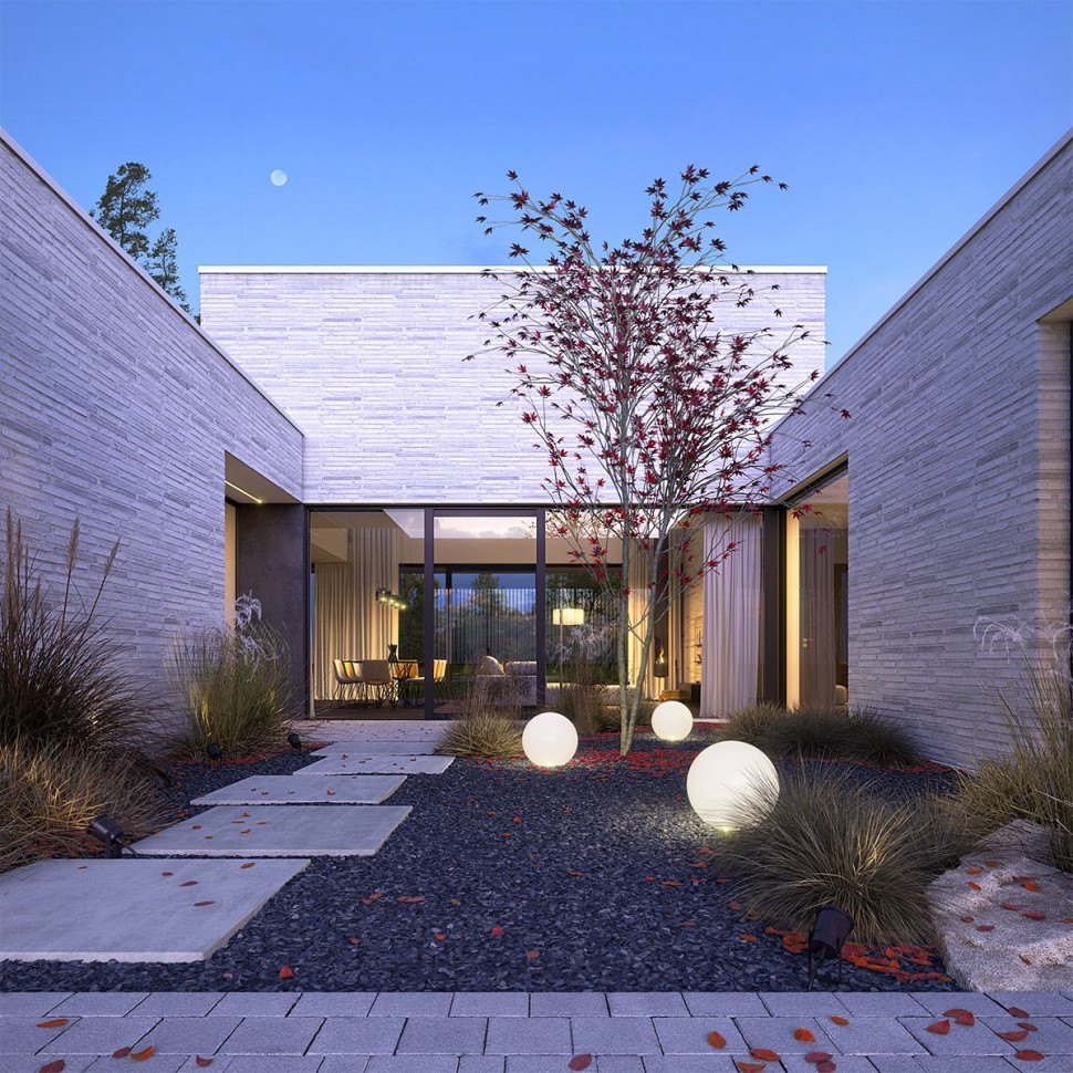 Patio wprowadza światło i naturę do serca domu - Dom z patio 1 WAW1145